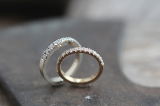 Eternity style pave wedding bands