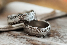 Wedding bands cast from a piece of tree bark.